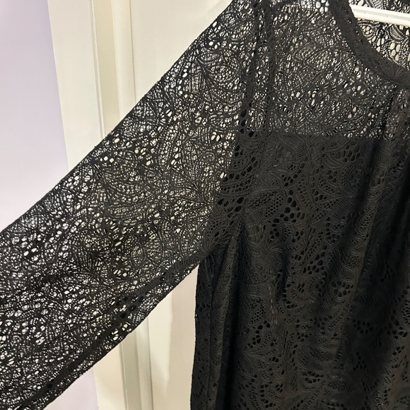 NWT Daisy Fuentes Size 2X Black Lace Long-sleeve Blouse - Picture 6 of 9